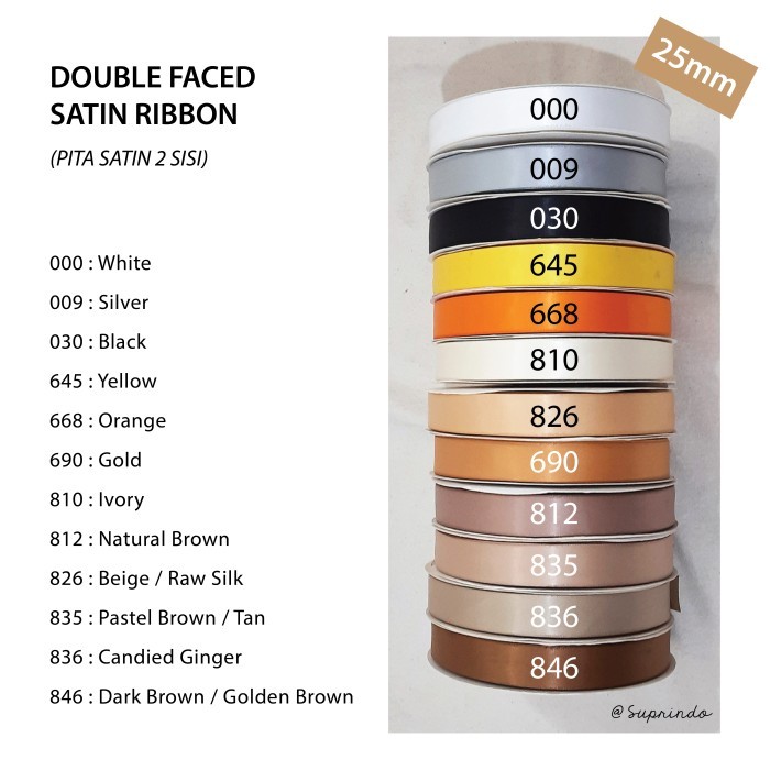 

Per Roll Besar/100 Yard Pita Satin Import/ Double Faced Satin 25Mm (2) Promo