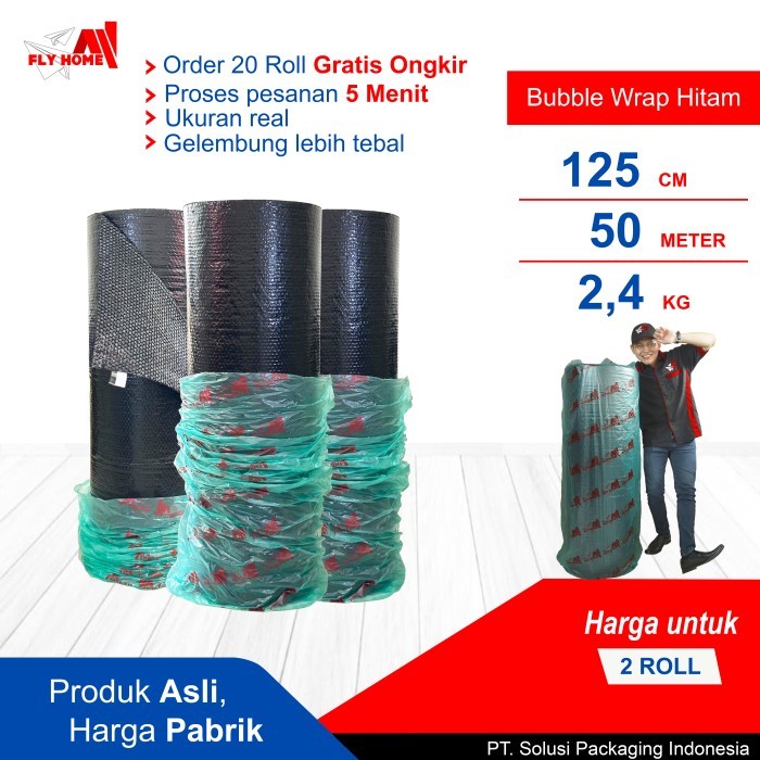 

Flyhome Bubble Wrap Hitam 2 Roll 2,4Kg Bublewrap 125X50Meter Instan New