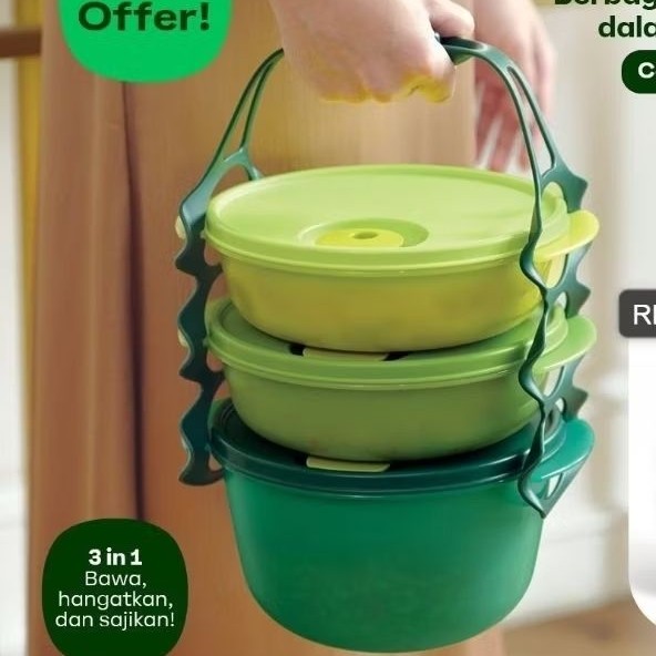 KULITAS TERBAIK- Tupperware Carry All Bowl 3 Susun Rantang Tupperware