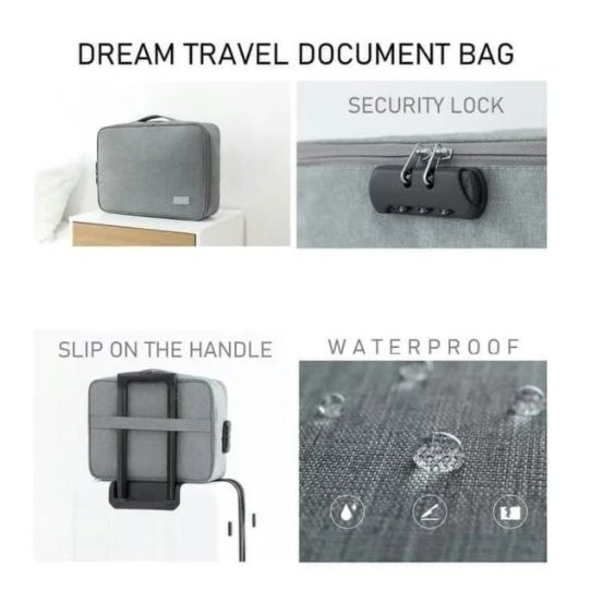 

LOCKIT Travel Document Bag 3 Digit Password Tas Dokumen Anti Air