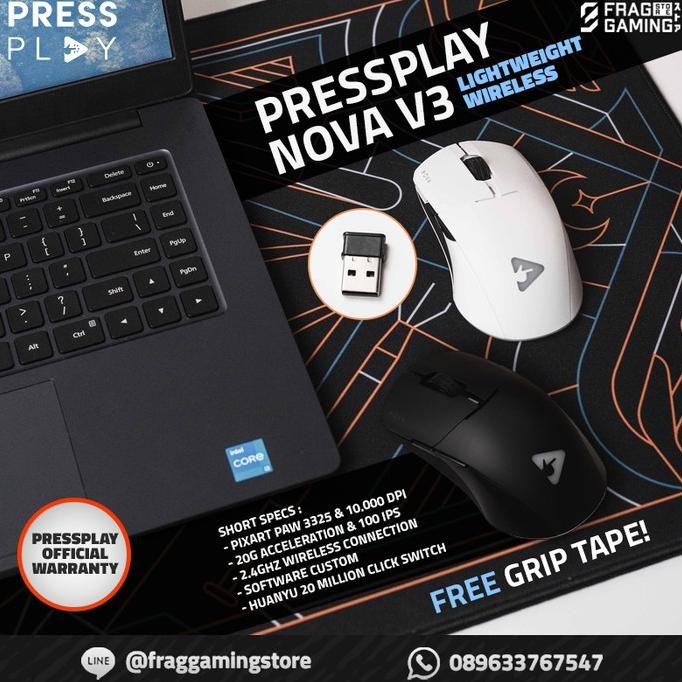TERMURAH - PressPlay Nova V3 / Pressplay Ultralight Wireless - Gaming Mouse