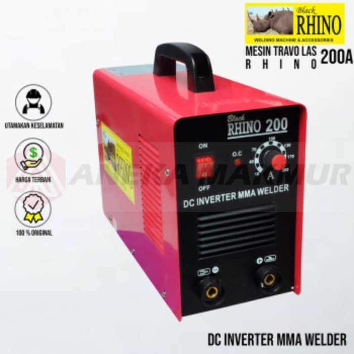 kosnew@ Black RHINO Mesin Travo Las MMA 200 A DC INVERTER Welder Mesin Las 200