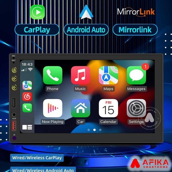 TERBARU - Head Unit Mobil Android Auto Apple CarPlay Double DIN Bluetooth AUX