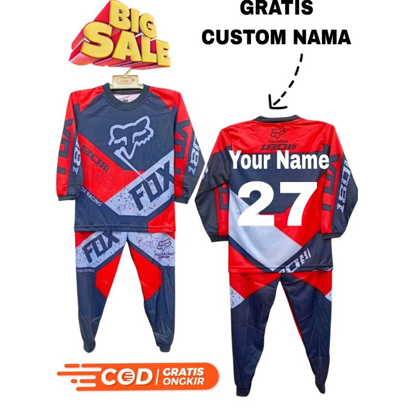 baju balap motor cross anak/ setelan jersey balap
