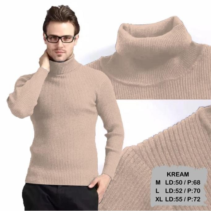 BAJU LEHER TINGGI TURTLENECK PRIA LENGAN PANJANG | KAOS KERAH TINGGI