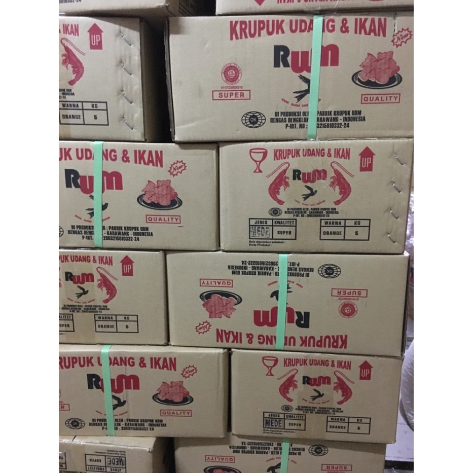 

Kerupuk Udang & Ikan Tipe Mede Kecil Rum / Krupuk Udang Kecil Rum 5Kg New