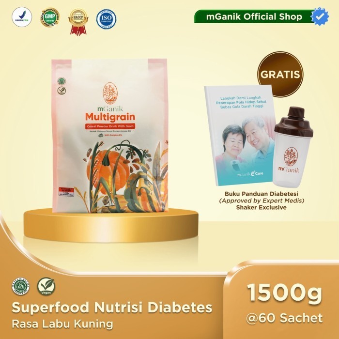 

Mganik Multigrain Labu Kuning 1.500 Gram Superfood Diabetes Bpom Halal Terlaris
