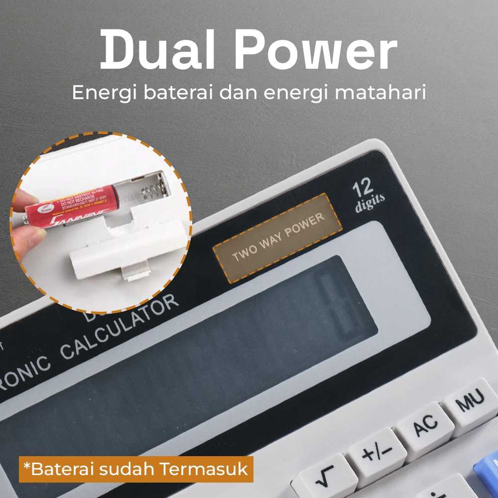 

DEXIN Kalkulator 12 Digit Large LCD Display Two Way Power Solar