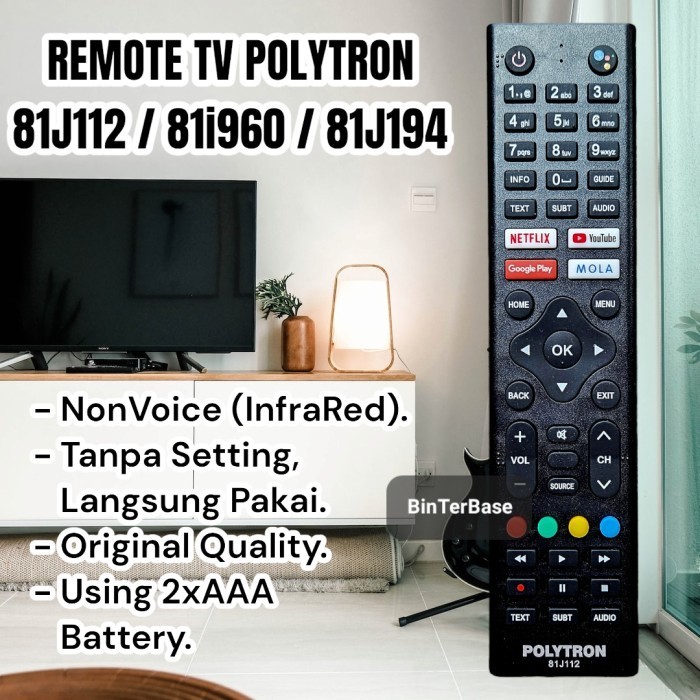 ASLI REMOTE REMOT TV POLYTRON LCD LED ANDROID SMART 81J112 81J194 ORI