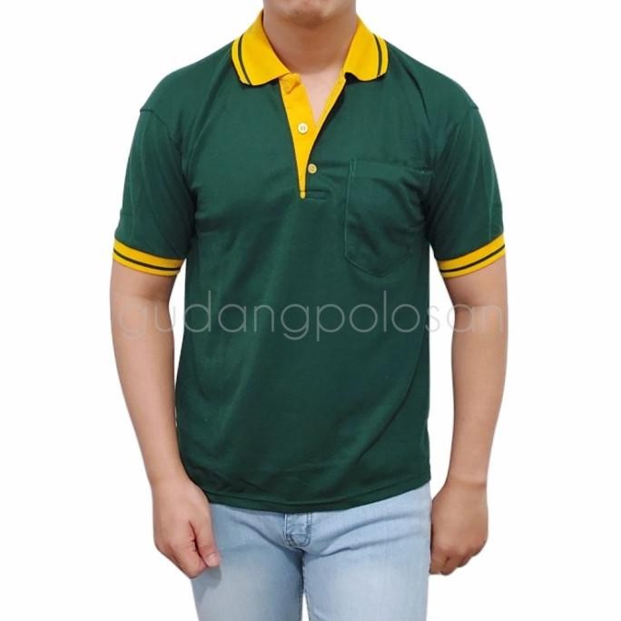 GP KAOS POLO - HIJAU BOTOL KERAH KUNING