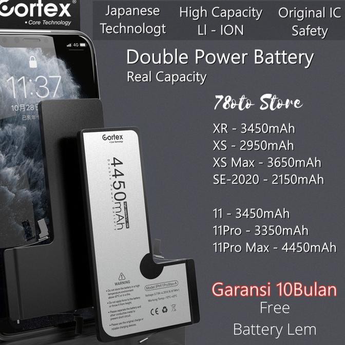 TERMURAH - Cortex Baterai iPhone XR XS XSMax SE2020 11 11Pro 11ProMax Doublepower