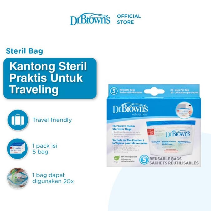Dr.Brown's Microwave Steam Sterilizer Bag, Kantong Steril Botol
