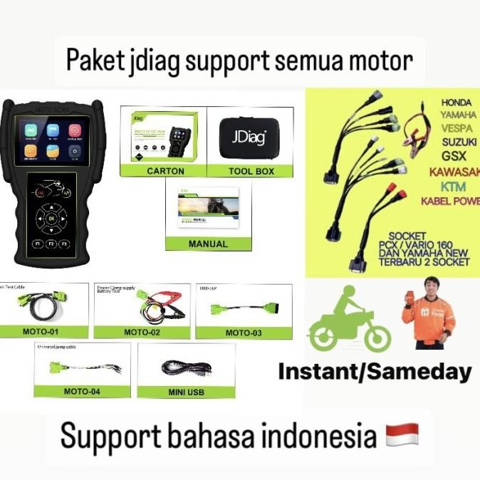 

HOT SALE JDiag M100 PRO Motor Scanner Function Diagnostic Tool ECU CO Motor Injeksi M-100PRO Scanner OBD2