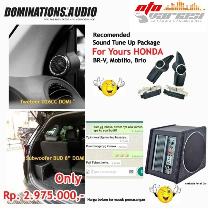Termurah Paket Tweeter Subwoofer Dominations Honda Brv Brio Mobilio Jernih Good