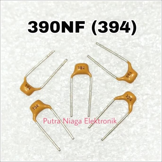 (5) Kapasitor 390NF Multilayer Ceramic 390N 394 Monocap 0,39uf 100V putr4n Juara