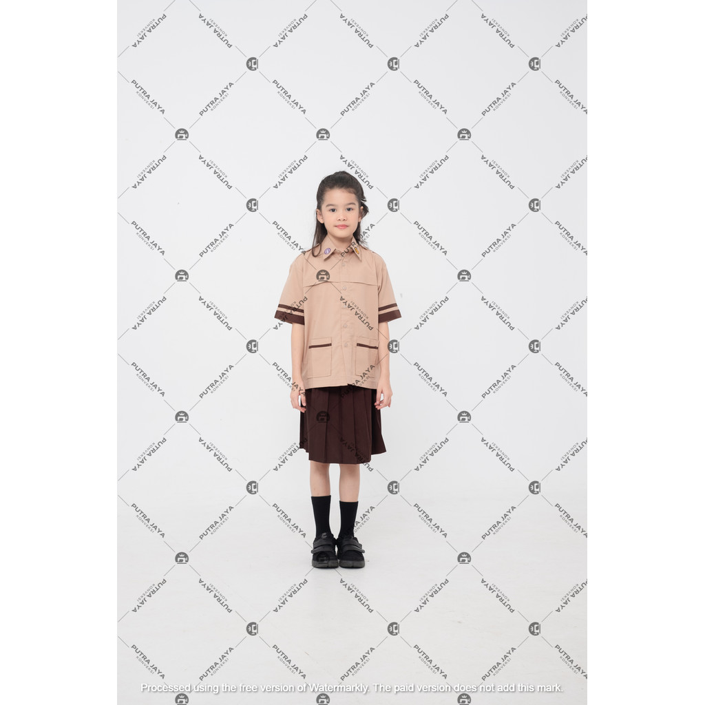 Celana Kulot Pendek SD Coklat bahan Nagata Drill Premium Pinggang Karet