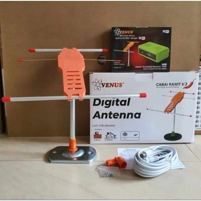 Terbaru Paket Antena Venus Cabai Rawit V3 + Stb Dvbt2 Venus Mini Cr/ Mini Brio