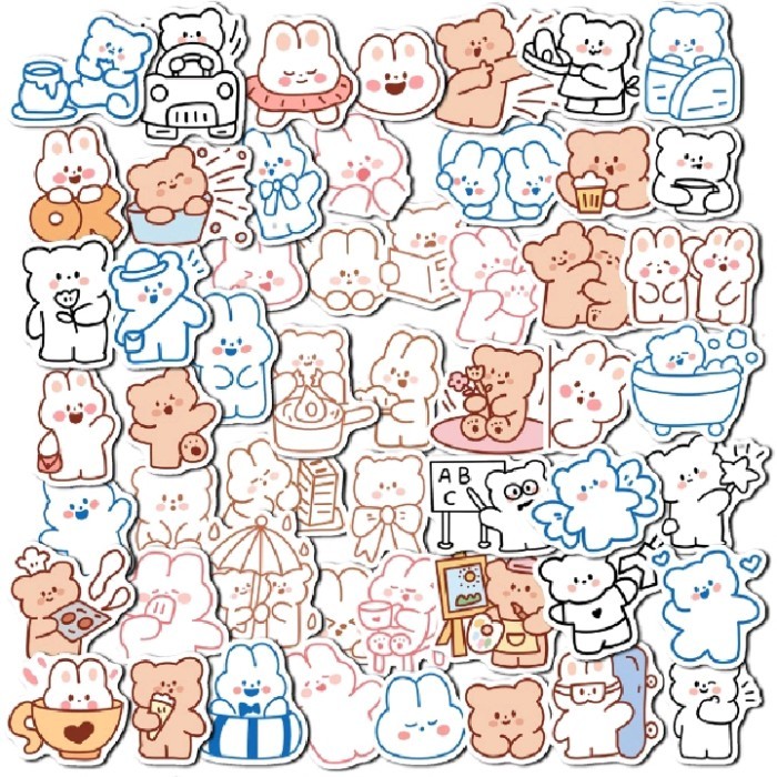 

sticker aesthetic kartun motif beruang tumblr waterproof koper helm