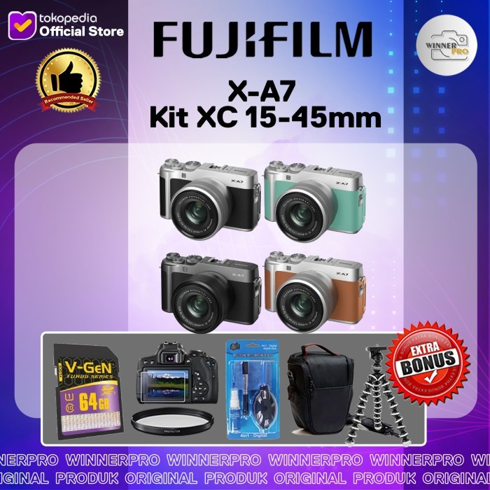 Fujifilm X-A7 Kit XC 15-45mm / Fujifilm XA7 /Fujifilm X-A7 PAKET BONUS