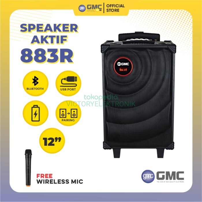 speaker karaoke portable gmc 883R 12in/130watt rms