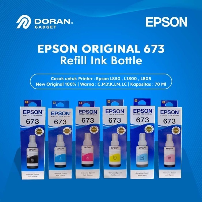 Tinta Epson 673 T673 Original Printer L805 L810 L850 L1300 L1800 ORI