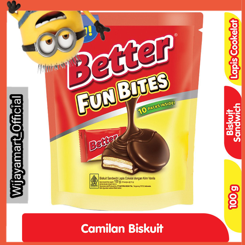 

Better Fun Bites Biskuit Sandwich Cokelat Vanila Pouch 100 g