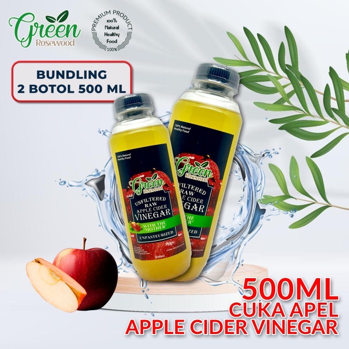 

(BUNDLING 2 BOTOL) CUKA APEL PREMIUM WITH MOTHER 500 ML - APPLE CIDER VINEGAR ( ACV ) 500ML (BOTOL