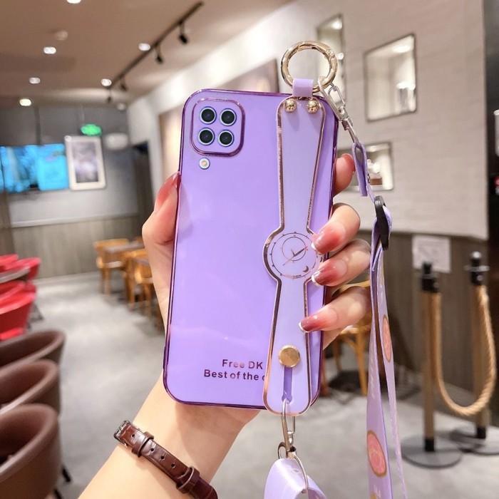 SAMSUNG M12 A12 SOFT CASE TALI SLEMPANG STRAP PLATING GLOSSY SILIKON