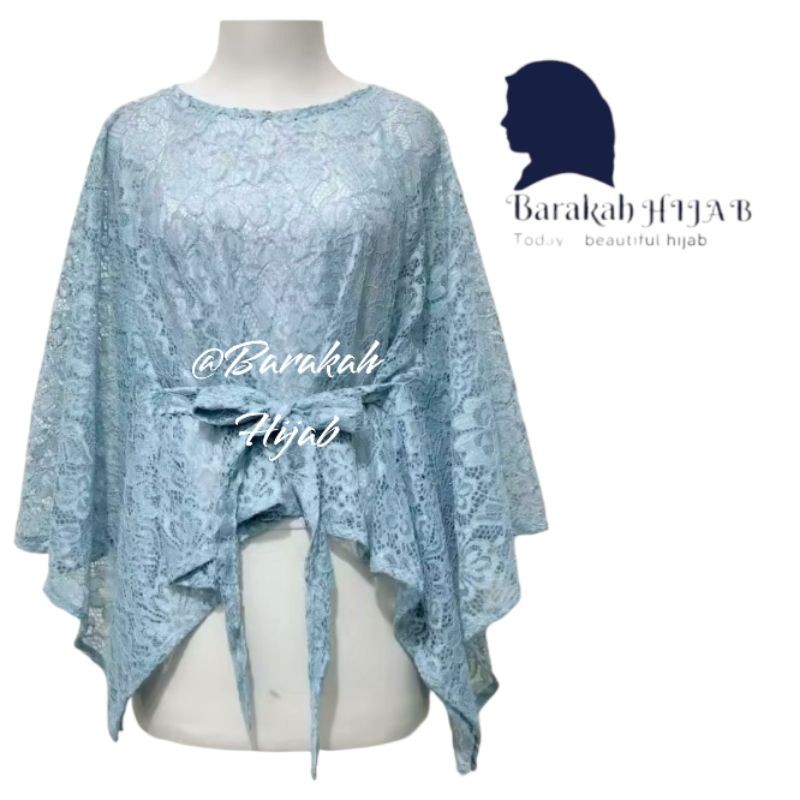 OUTER BRUKAT brukat renda kornelli premium Biru Muslim Cardigan Dewasa Wanita Baju Kardigan Motif Ko
