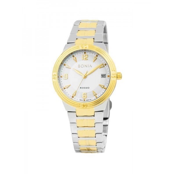 Jam Tangan Wanita Bonia Original Rosso Stainless Steel Fashion Silver-Gold BNR144-2115