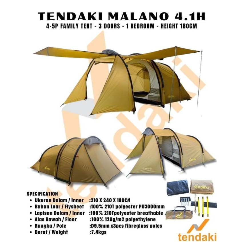 TENDAKI Manano 4.1 - Malano 4.1H Tenda Camping Family Kapasitas 4-5