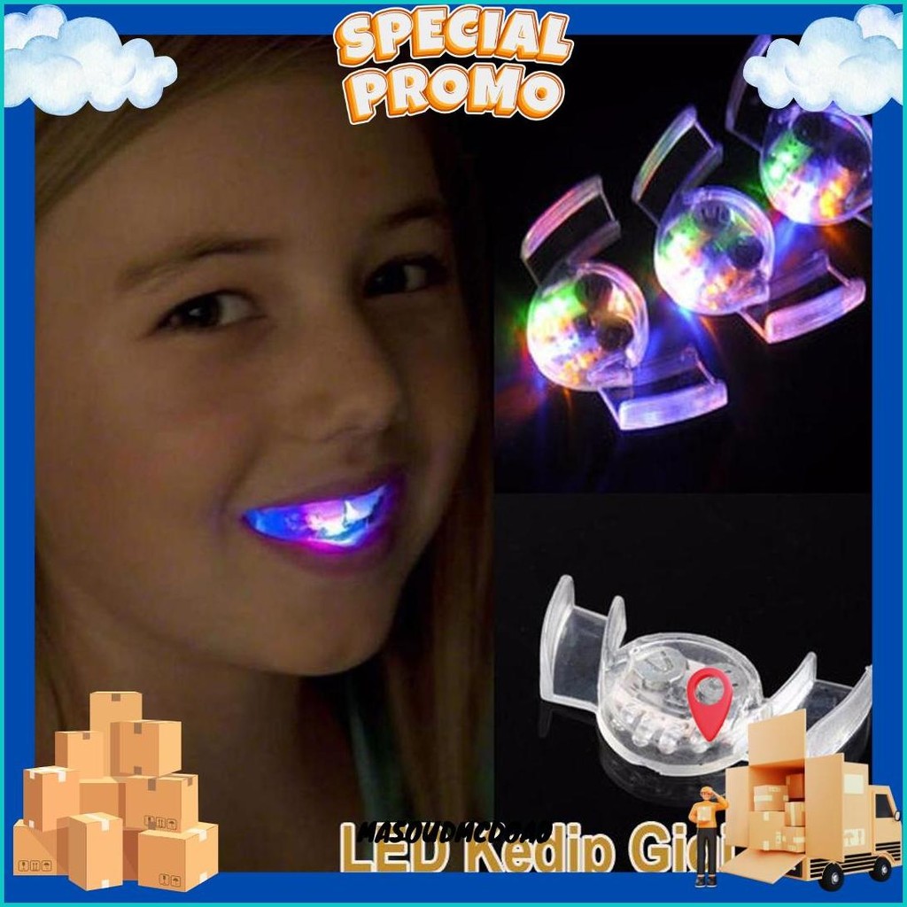 1Pc Lucu Led Kedip Gigi Behel Penjaga Mulut Halloween Trick Mainan Pesta Props Mainan Anak Lampu Gig