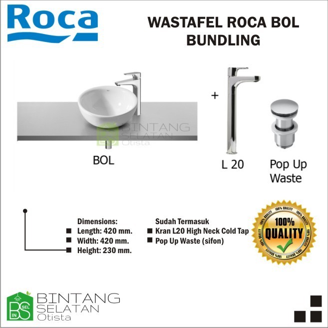 WASTAFEL ROCA BOL/ WASHTAFEL FULLSET ROCA WITH KRAN& SIFON