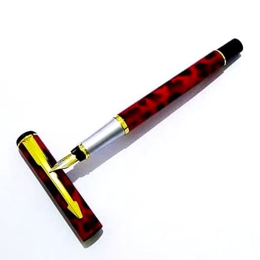 

Terbaru Metal Fountain Pen Red Black Leopard Gold Pena Bolpen Pulpen Kantor 100% ori