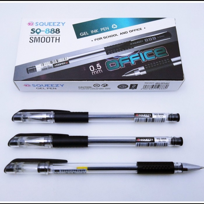 

Terbaru Pena Pulpen Gel Pen Squeezy SQ-888 Office 0.5mm HItam 100% ori
