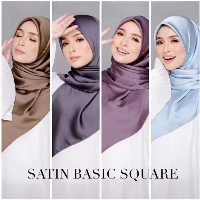 Mei Chen Hijab Sorban Angin Kerudung Segi Empat Satin Velvet Polos
