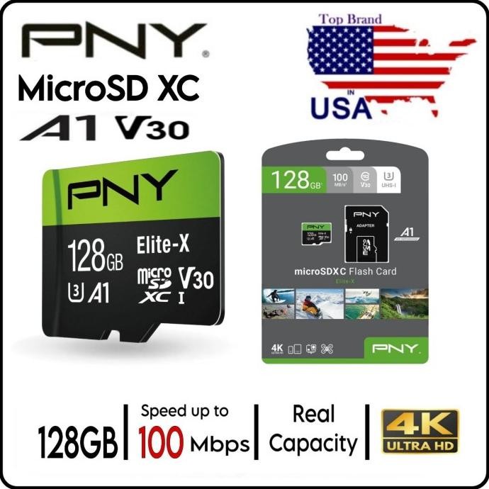 microSD 128GB XC U3 V30 PNY Elite-x 100Mb/s 100% Original