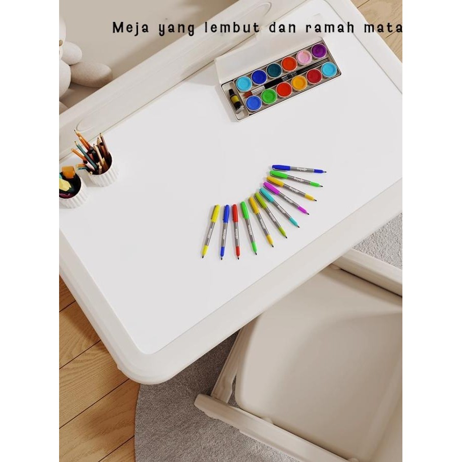 Kursi Meja Belajar Rak Tulis Anak Bahan Plastik PVC Aesthetic R2A1 H24M