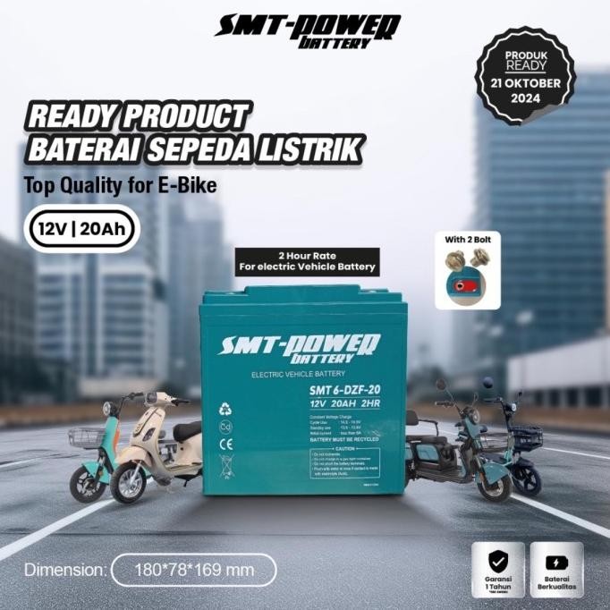 BATERAI SMT POWER 6DZF20 12V 20AH BATTERY 6DZM20 SELIS SEPEDA LISTRIK