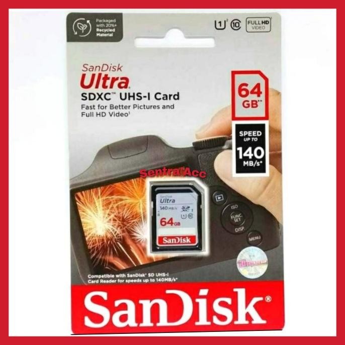 TERBARU - Memory Kamera SD Card 64Gb Sandisk Ultra / Sandisk SDCard 64GB Resmi