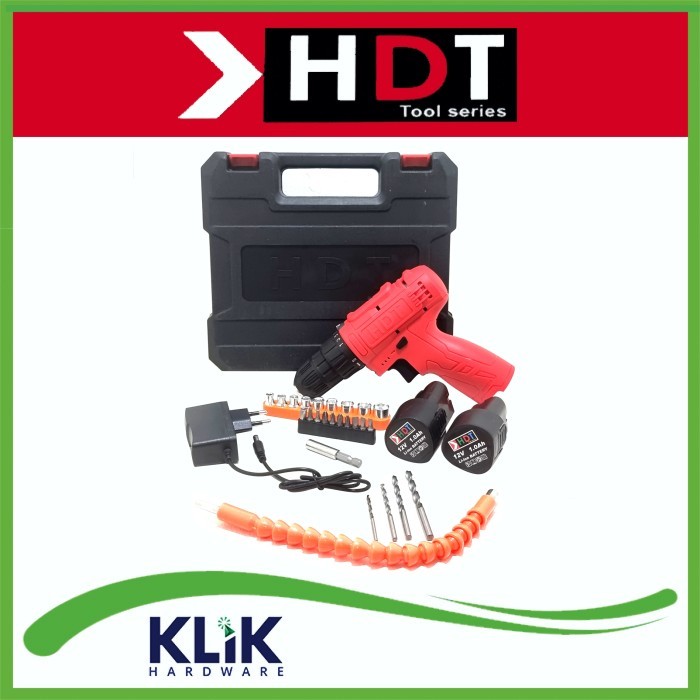 Hdt Mesin Bor Tangan Cordless Drill Charge Cdd405 2 Pcs Baterai 12V Diskon