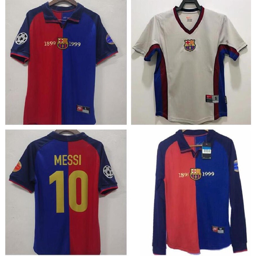 Jersey Sepak Bola Retro Rumah Versi Ulang Tahun ke-100 Sepak Bola Barcelona |93EC6FC7|