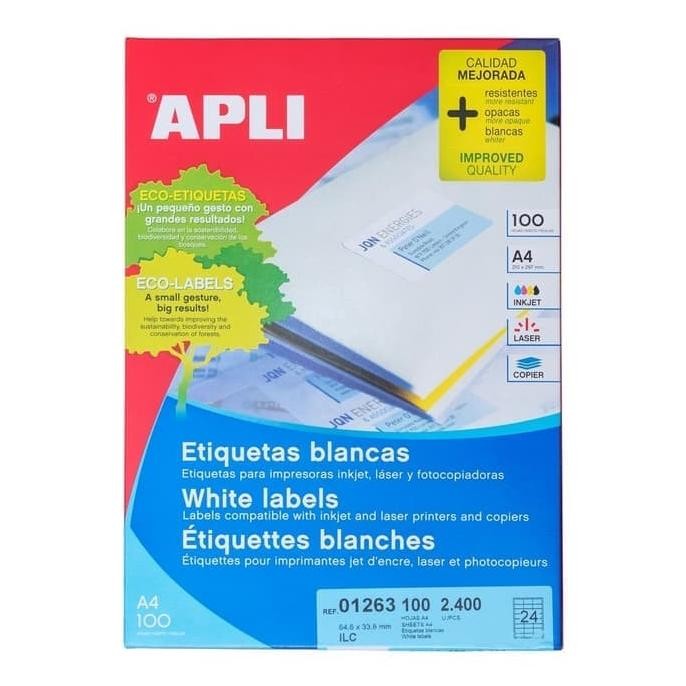 

Apli Labels White Paper 210x297mm Ref 01281