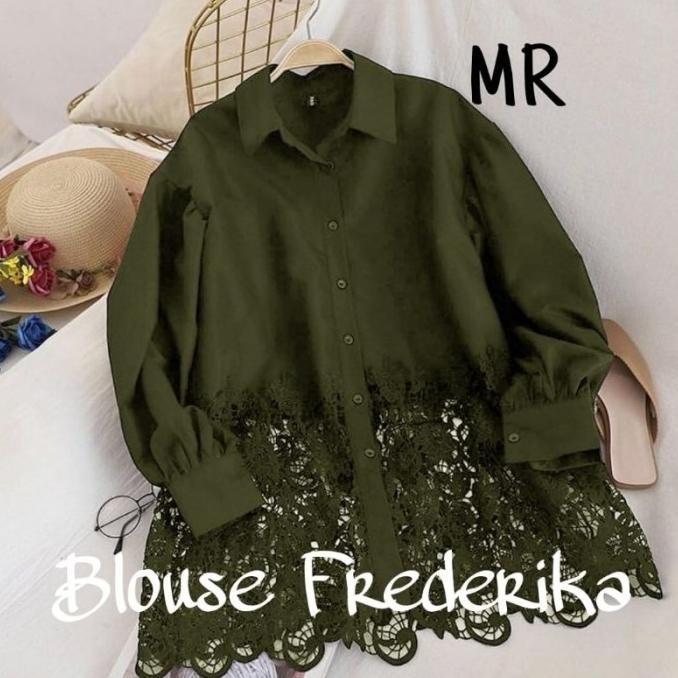 BAJU ATASAN WANITA BLOUSE JUMBO BRUKAT PUTIH HITAM XL XXL