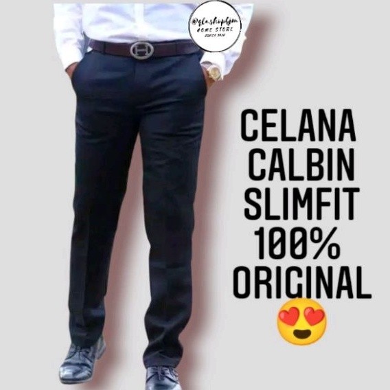 NEW CASUAL // celana kerja slimfit hitam celana calbin original celana kain pria