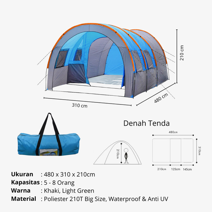 FLASHSALE Tenda Camping Tunnel Aera 5-8 Orang Tent Camping Tunnel Multiperson