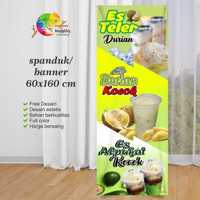 UNGGUL SPANDUK 6X16 BANNER ES TELER, DURIAN KOCOK DAN ALPUKAT KOCOK