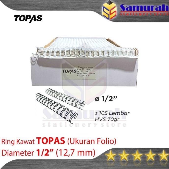 

RING BINDER KAWAT TOPAS FOLIO 1/2" / 12,7 MM 38 WIRE RING BINDING 3:1 ORIGINAL DAN TERPERCAYA