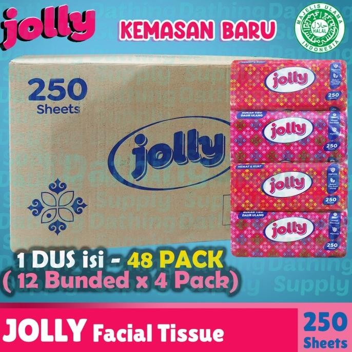 Grosir Tissue JOLLY Facial 250 Sheet Tisu Wajah 1 Bal Dus isi 48 Pack