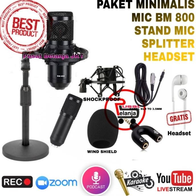 PAKET HEMAT MIC BM800 BM 800 CONDENSER RECORDING STAND MIC MINI